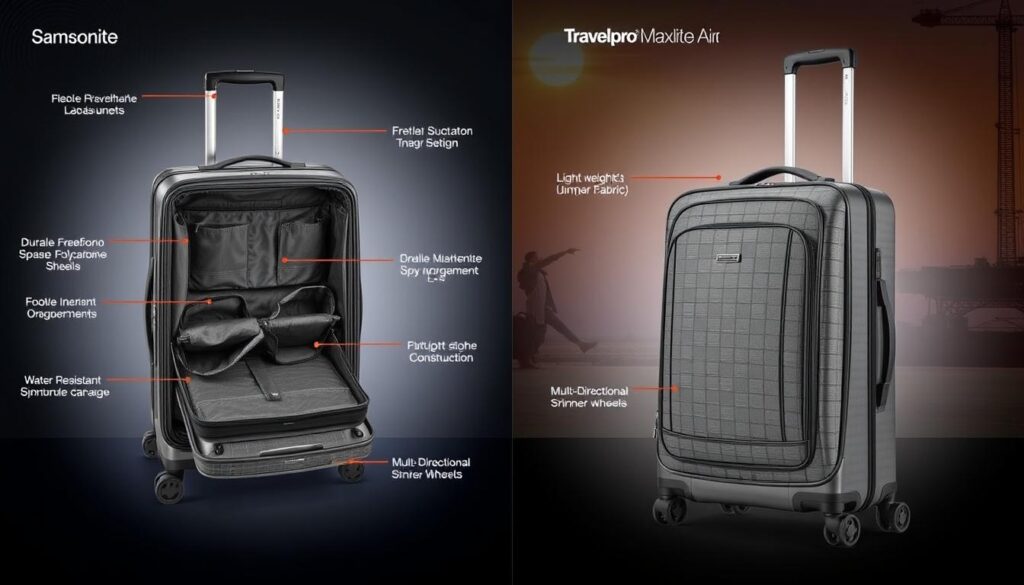 Samsonite Freeform and Travelpro Maxlite Air features