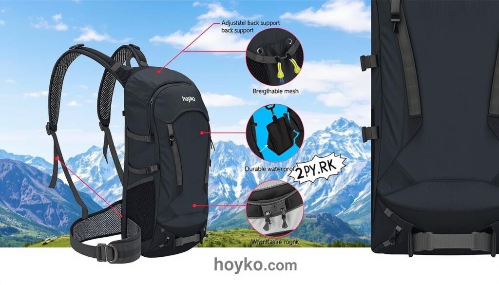 Hiking travel backpack features